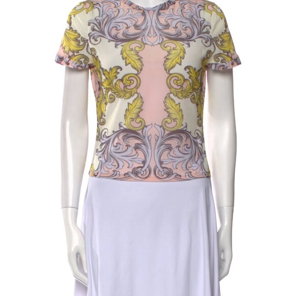 ALICE + OLIVIA DAYDREAMER PAISLEY TESS PASTEL PINK GOLD MESH TOP SHIRT SMALL S - Picture 10 of 16